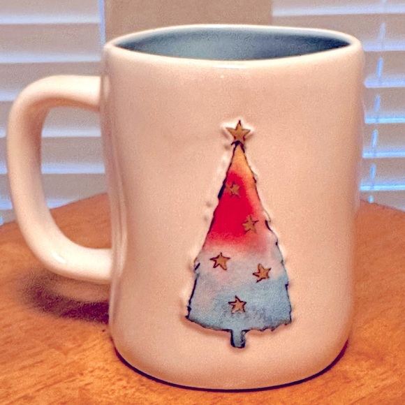 Rae Dunn JOY TO THE WORLD & Colorful Christmas Tree Double Sided Mug BRAND NEW!! - Picture 3 of 3